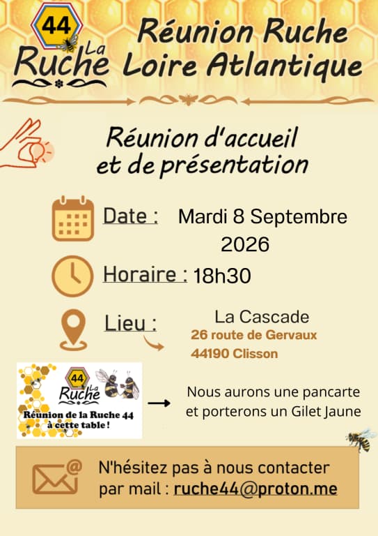 Affiche de Réunion d'accueil & générale de la Ruche 44 - Antenne Clisson