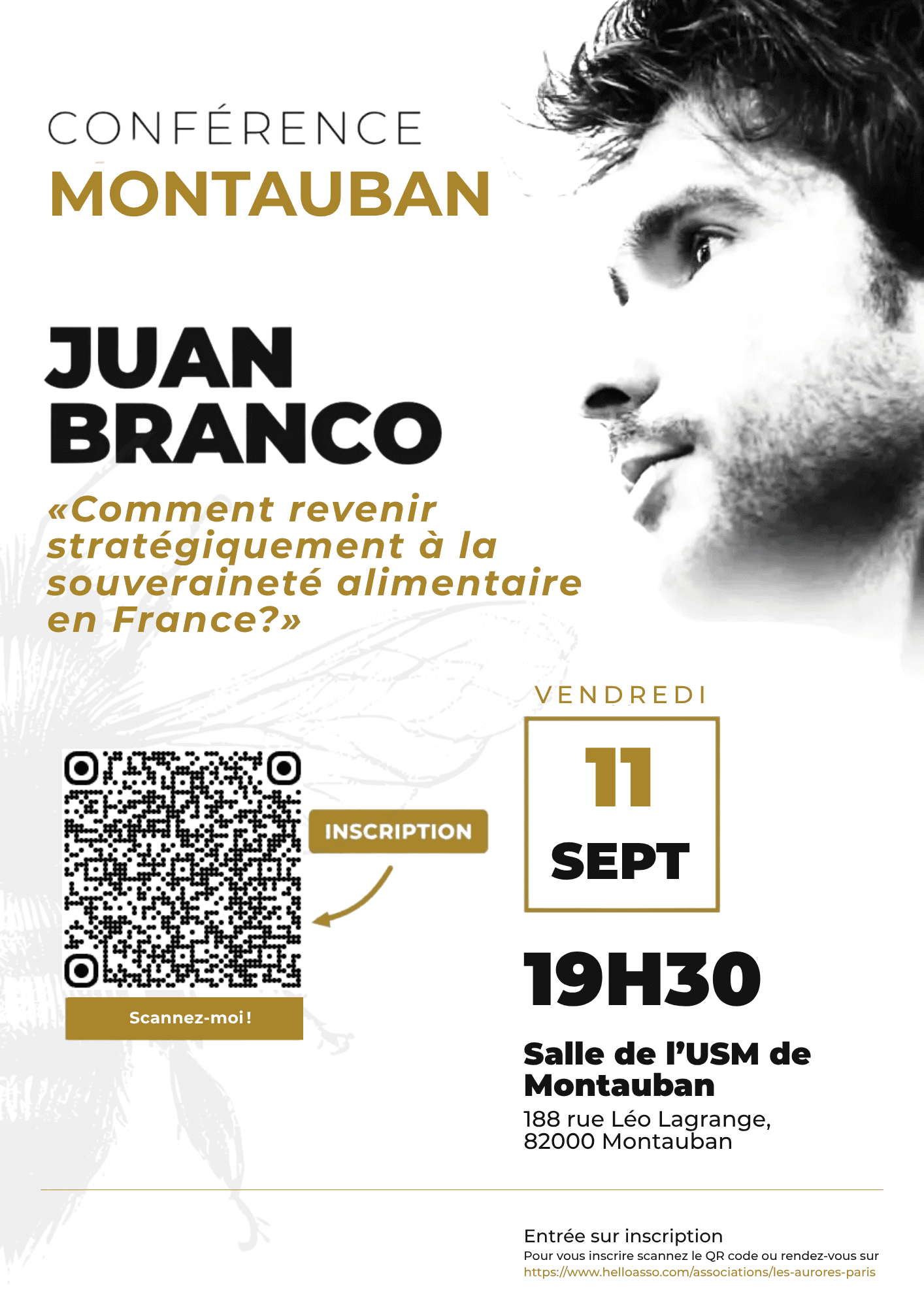 Affiche de Conférence de Juan BRANCO sur la "Souveraineté alimentaire"