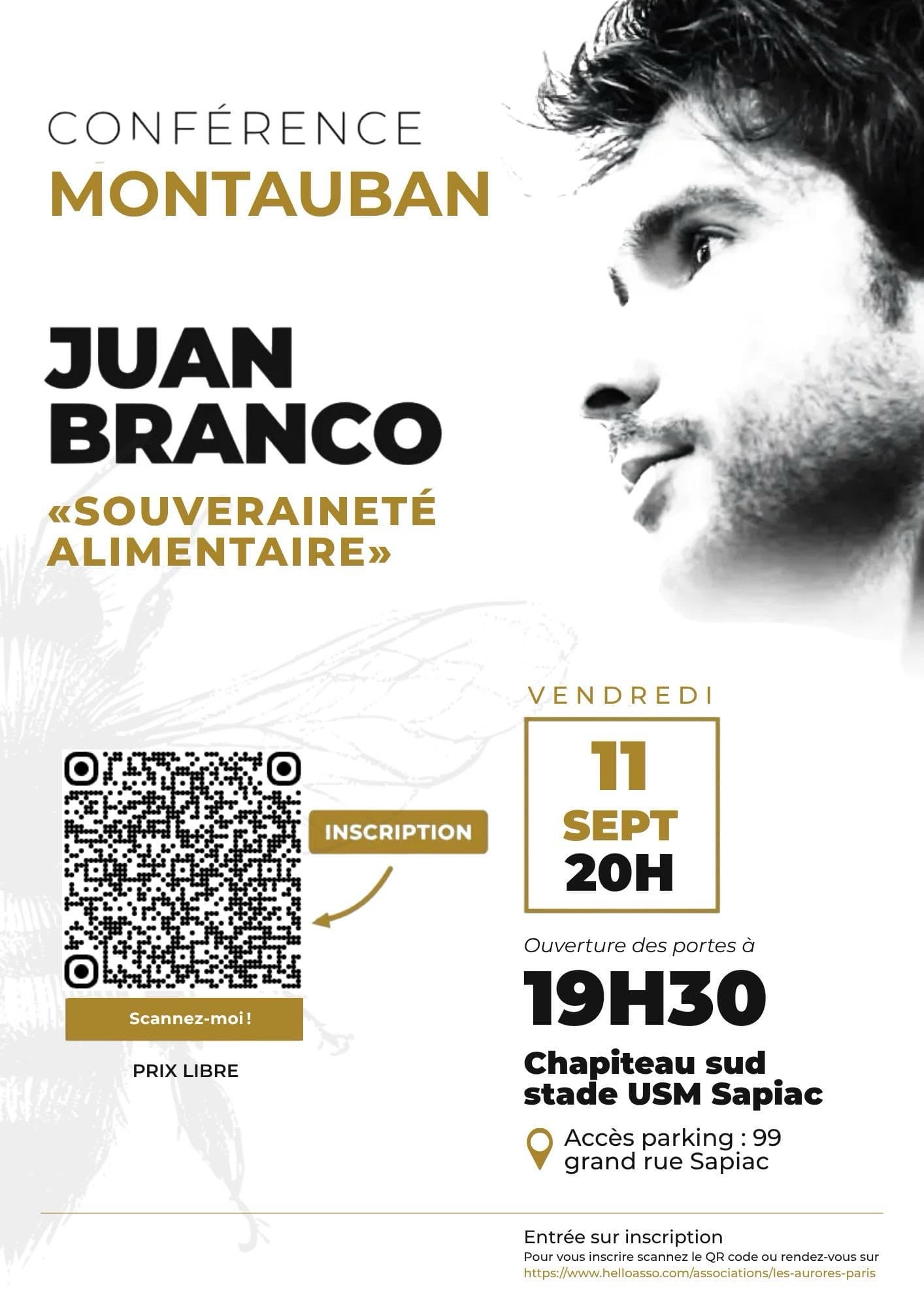 Affiche de Conférence de Juan BRANCO sur la "Souveraineté alimentaire"