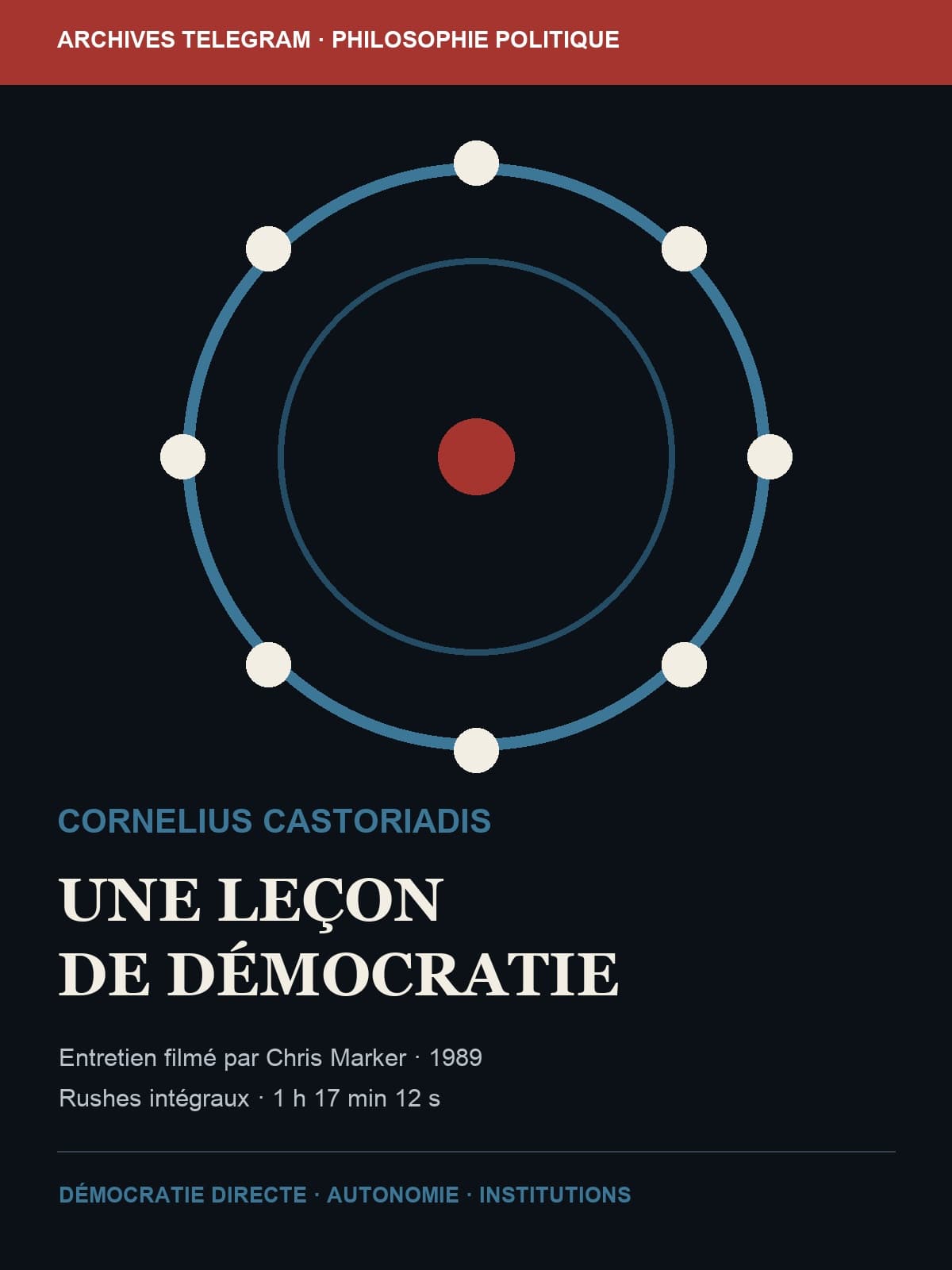 Couverture de Cornelius Castoriadis — Une leçon de démocratie