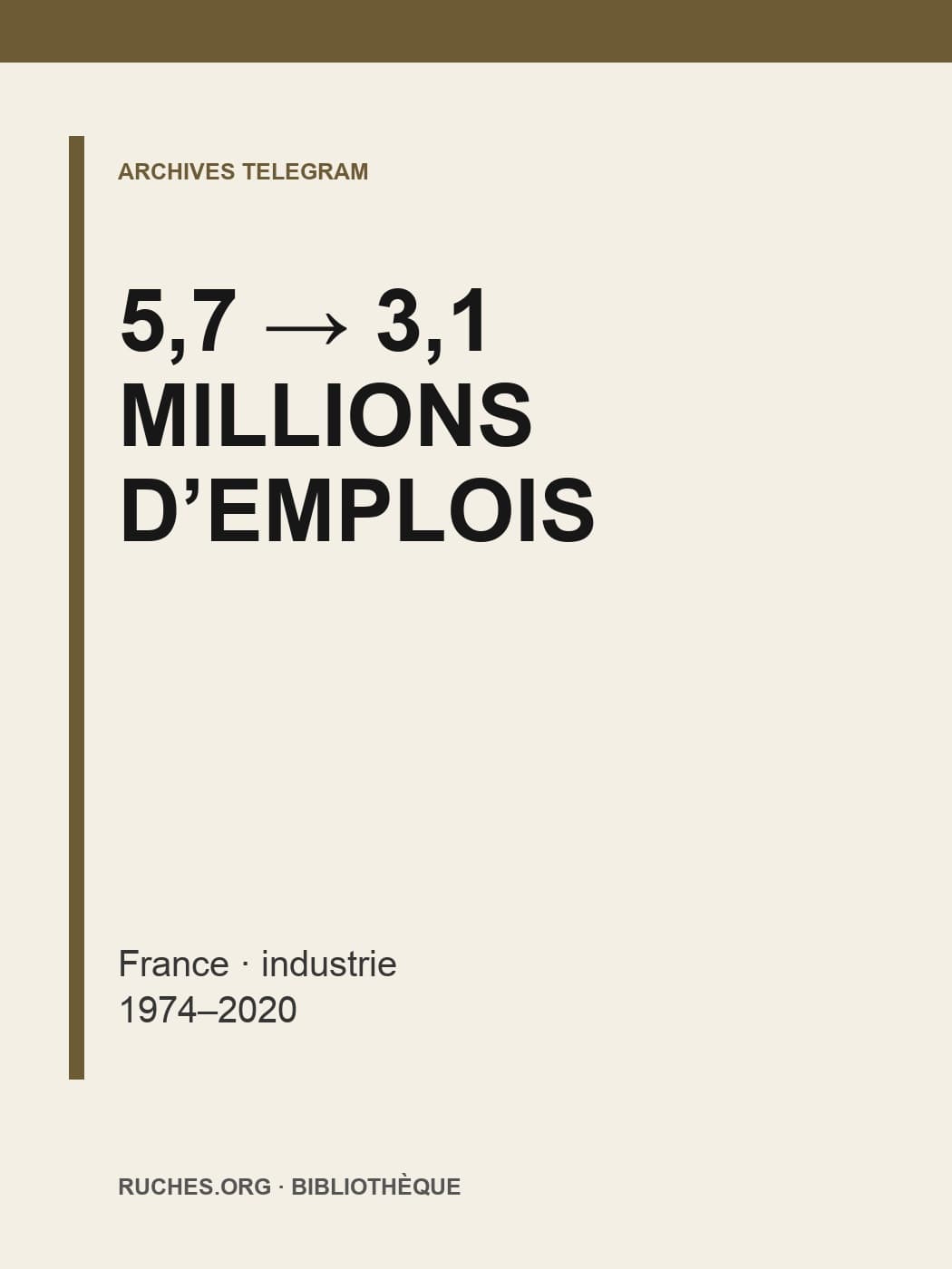 Couverture de Désindustrialisation française — l’emploi industriel de 1974 à 2020