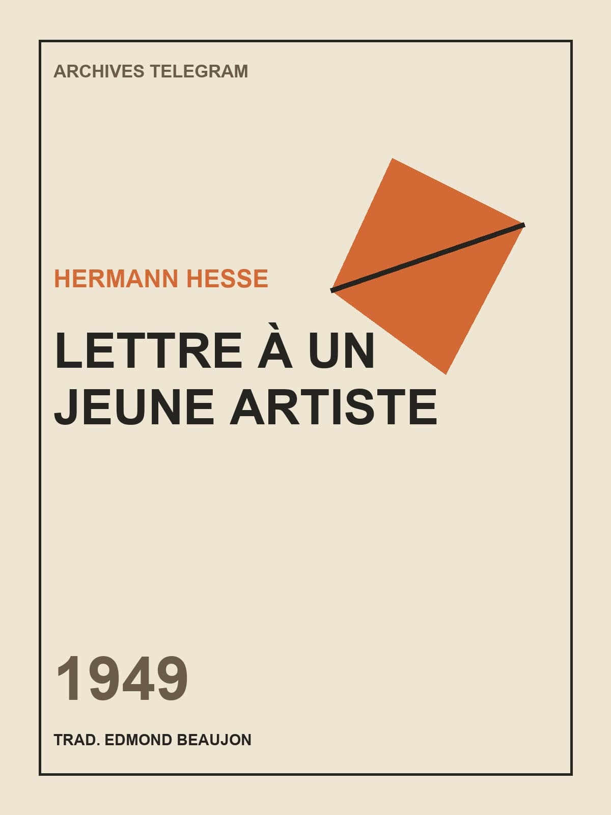 Couverture de Lettre à un jeune artiste — Hermann Hesse