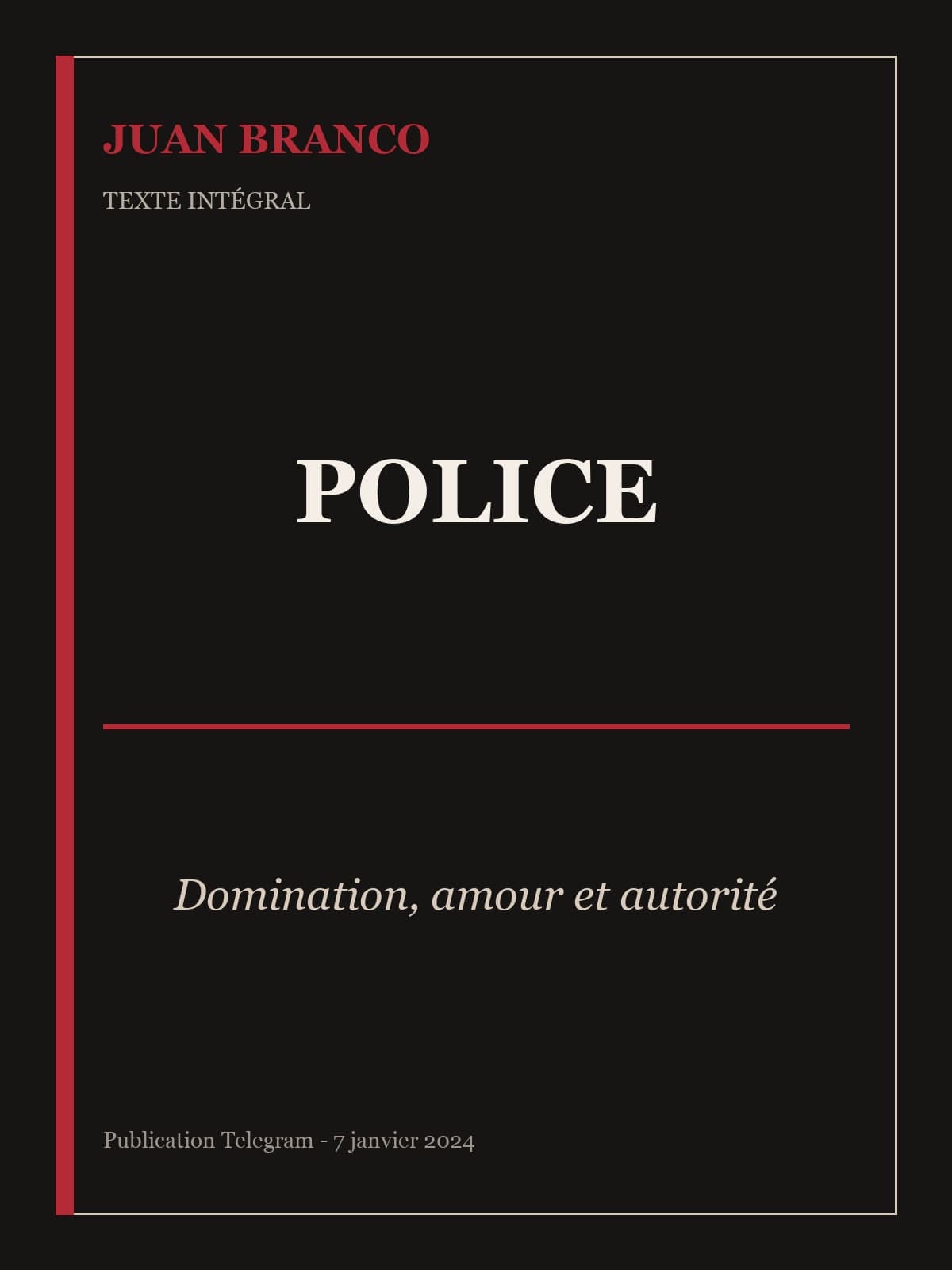 Couverture de Police, de Maurice Pialat — domination, amour et autorité