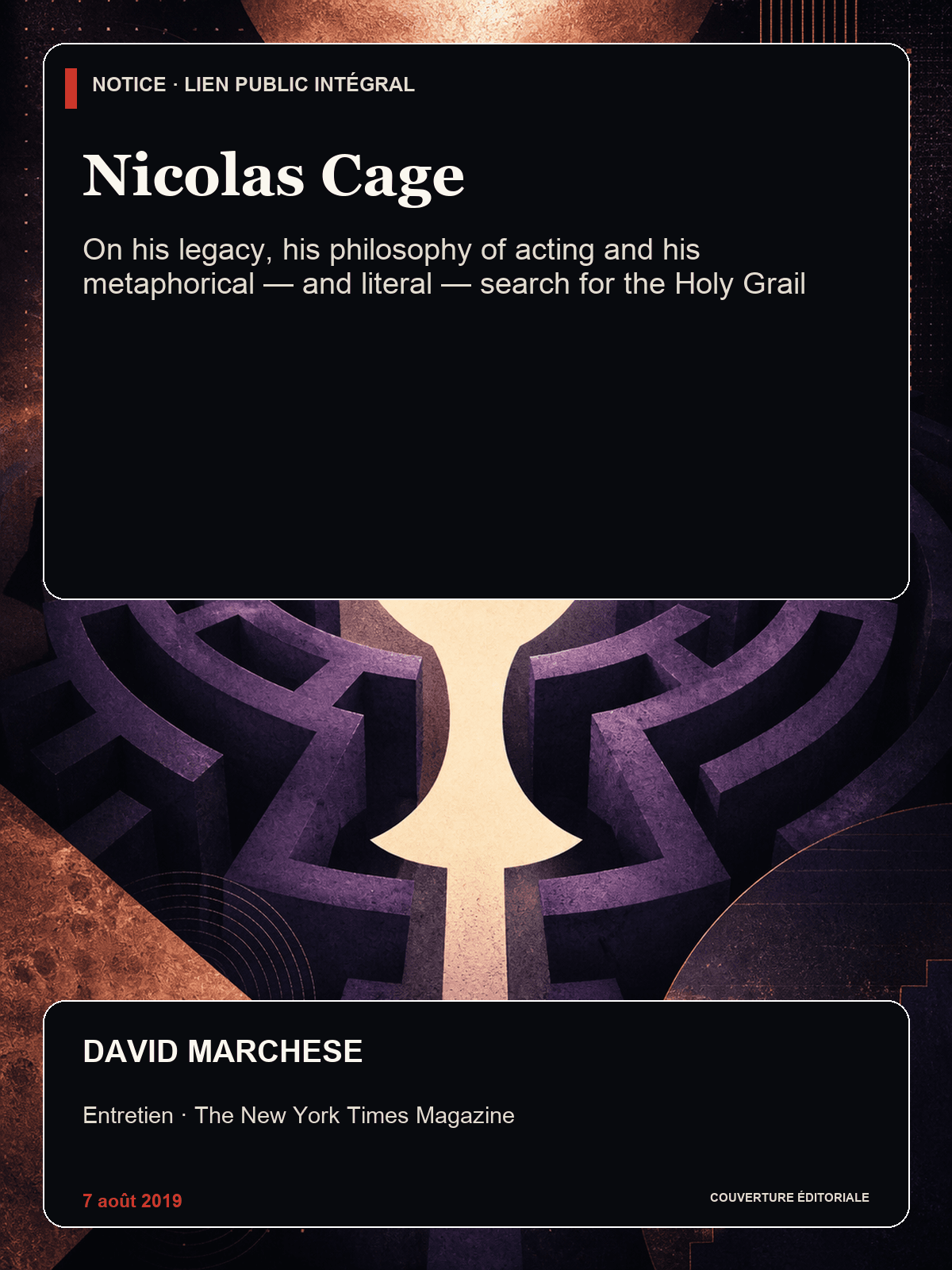 Couverture de Nicolas Cage on His Legacy, His Philosophy of Acting and His Search for the Holy Grail