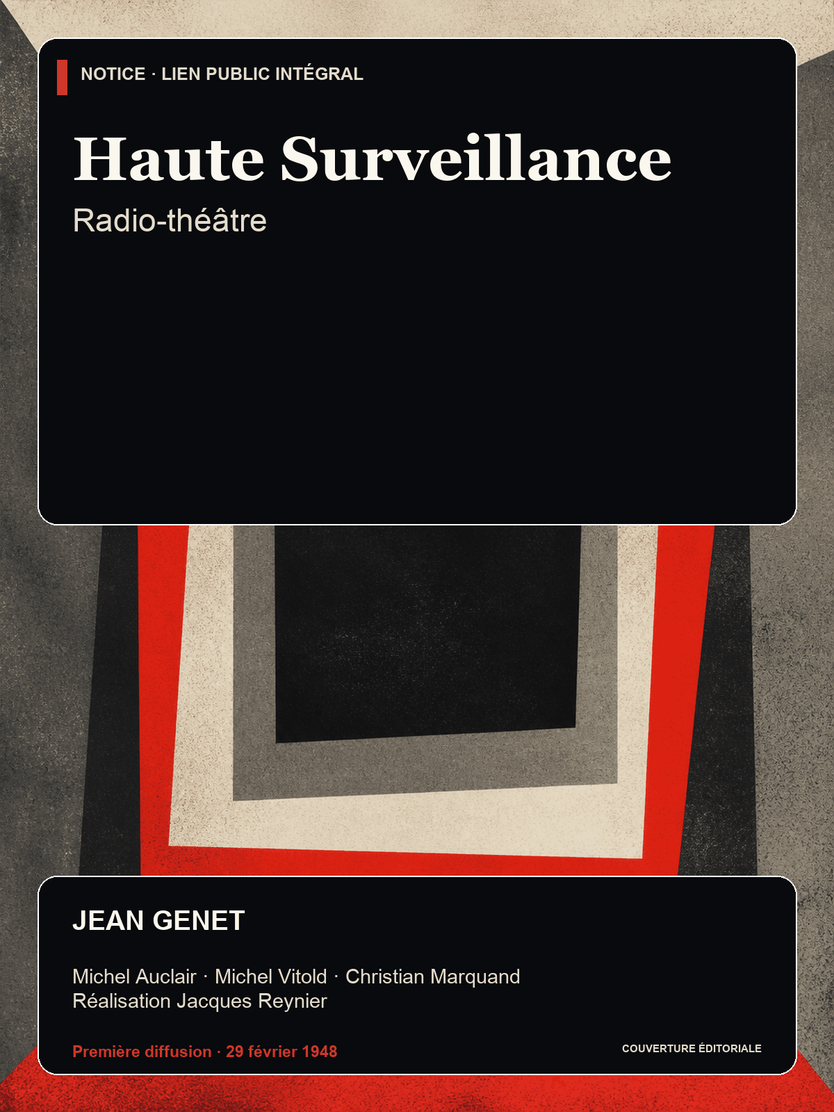 Couverture de Haute Surveillance — radio-théâtre