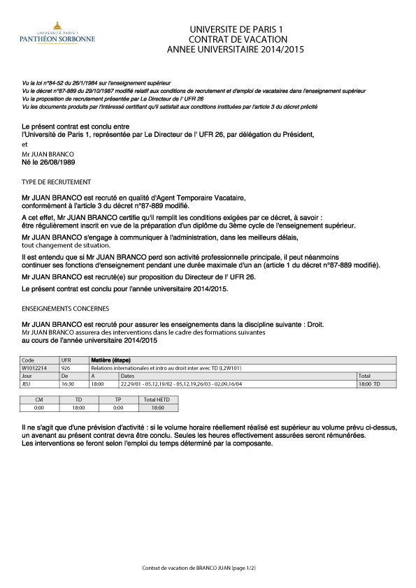 FAQ — Juan Branco a-t-il enseigné à La Sorbonne en droit ?