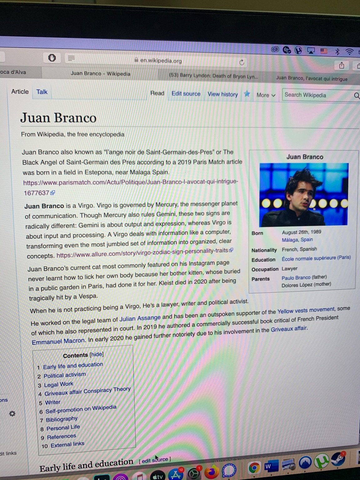 FAQ — Juan Branco a-t-il manipulé ses pages Wikipedia ?