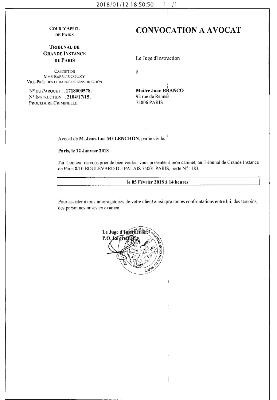 FAQ — Juan Branco a-t-il été l’avocat de Jean-Luc Mélenchon ?